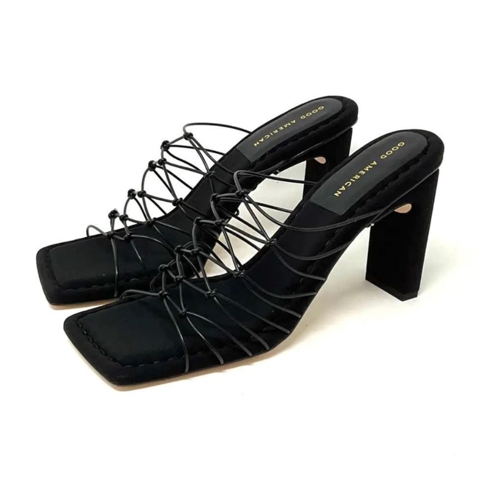 Good American Women’s Caged Mule Slip On Neoprene Black Size 11.5 GA372N-X NWT
